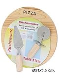 Pizzateller mit Schneidmesser und Heber Holz