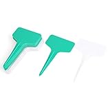 uxcell タグ　ラベル　マーカー　ステッカー　プラスチック　T形　グリーン　ホワイト　ガーデン　植物　　50個入り