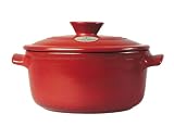 Review Emile Henry  / Emile Henry, Red round stewpot with lid, 24 cm, Flame