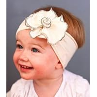 Lovely Ovely Unusal Cotton Girls Baby Flower Headband Hairband Bow White Big Flower