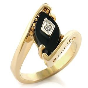 Size 7 Jet Black Semi-Precious Brass Two-Tone 