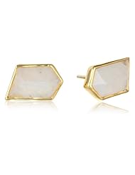 Katie Diamond Edgy Yellow Gold Moonstone Stud Earrings