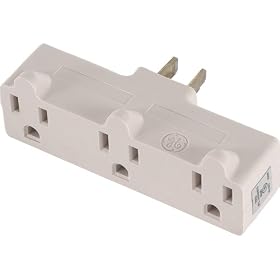 GE 54203 Heavy Duty 3-Grounded Outlet Adapter, Ivory