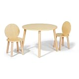 Tot Tutors TC922 Round Wood Table and 2 Chairs, Natural Finish