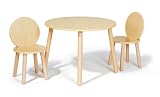 Tot Tutors TC922 Round Wood Table and 2 Chairs, Natural Finish