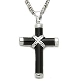 1 1 8 Sterling Silver Black Onyx Cross Necklace with Silver Tips on 18 Chain