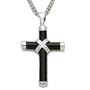 1 1/8" Sterling Silver Black Onyx Cross Necklace with Silver Tips on 18" Chain