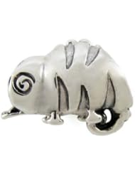 Genuine Ohm Beads (TM) Product. 925 Sterling Silver Cute Chameleon Threaded European Bead Charm. 100% Satisfaction Guaranteed.
