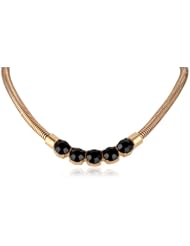 Gold Snake Faceted Front Chain Necklace, 15.5"