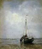 12X16 inch Maris Jacobus Ship on the beach of Scheveningen Sun Art