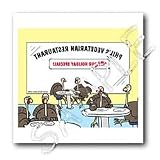 Londons Times Funny Holidays Cartoons - Turkeys at a Vegetarian Restaurant - Iron on Heat Transfers