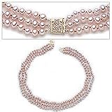 14k, Pink Cultured Pearl Triple Strand Necklace