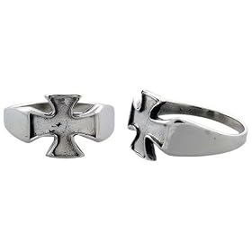 Sterling Silver Oxidized Maltese / Iron Cross Ring, 1/2" (13mm) wide, size V