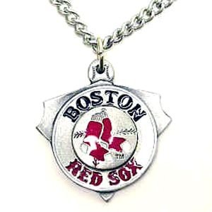 Boston Red Sox Chain Necklace & Enameled Pewter Pendant - MLB Baseball Fan Shop Sports Team Merchandise
