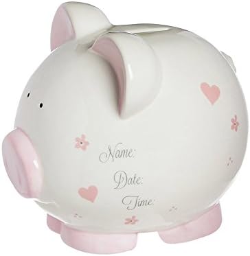 Blossoms &amp; Buds Pink Customizable My First Ceramic Piggy Bank