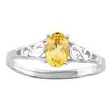 Sterling Silver 6 x 4 MM Oval Shaped Imitation Citrine Teen's Ring