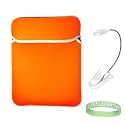 Orange / Green Amazon Kindle DX Reversible Carrying Sleeve + White Ebook Reader Light + Live*Laugh*Love Wrist Band!!! (Kindle DX Not Included)