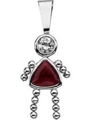 Genuine IceCarats Designer Jewelry Gift 14K White Gold Girl Pen W/Cz & Tri Imi Birtst. January Girl Pendant With Imitation Birthstone Girl Pen W/Cz & Tri Imi Birtst In 14K White Gold