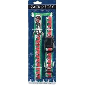 Season Greetings Snowman Shuffle Large Dog Collar and Leash