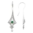 14K White Gold Emerald and Diamond Earrings