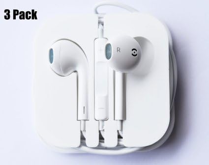 3 Pack Earphones/Earbuds/Headphones with Remote Control and Mic for iPhone 6s Plus 6s, iPhone 5s 5c 5, iPad /iPod