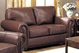 Lewis Loveseat in Brown Leather by Coaster Furniture