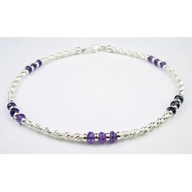 AMETHYST Sterling Silver Gemstone Ankle Bracelets: Handmade Jewelry with... by GemstoneGifts