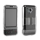 Clear Front and Back Plastic Shell with Kickstand, (does not include Belt Clip) for HTC G1