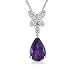 14k White Gold Amethyst and Diamond Pendant