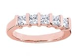 Womens 5 Stone Diamond Ring in Princess Cut Diamonds Bar Setting - Includes Appraisal / Certificate of Authenticity ( 1.00 Total Carat Weight | FG-VS Quality | 18k Rose Gold ) Finger Size -