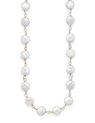 Genuine Elegante Necklace. 16"+2" 14/20 Gold Filled Cultured Freshwater Coin Pearl Necklace. 100% Satisfaction Guaranteed.