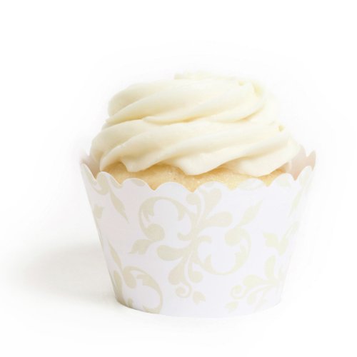 Dress My Cupcake Ivory Filigree Cupcake Wrappers, Set of 12