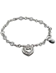 Sterling Silver and Cubic Zirconia Heart Charm Bracelet