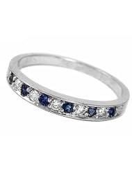 Sapphire & Diamond Wedding Ring 14k White Gold by Bell Jewels
