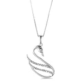 Sterling Silver Diamond Accent Swan Pendant with Chain