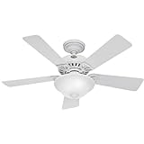 Hunter Fans 28039 44' Auberville Traditional Indoor White Ceiling Fan w/ Light & Blades