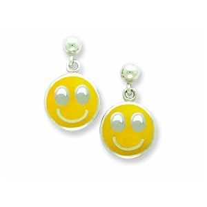 Sterling Silver Smiley Face Resin Earrings