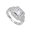 Sterling Silver Rhodium Ring with Clear CZ - Size: 6-9