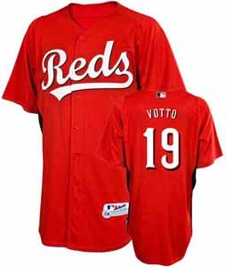 MLB Cincinnati Reds Youth Joey Votto 19 Cool Base Batting Practice Jersey, X-Large, Red/Black