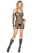  : 2PC Fishnet Lace Up Mini Dress Sexy Lingerie Intimate Apparel with Fingerless Gloves and G-String