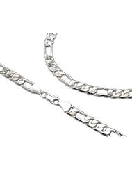 Diamond-cut 3mm Wide Sterling Silver 18" Figaro Chain Necklace Italian Made