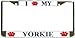 I Love My Yorkie Yorkshire Terrier Paw Prints Dog Chrome Metal License Plate Frame Holder