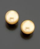 Cultured Golden South Sea Pearl Stud Earrings