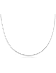 Sterling Silver Etched Omega Chain Necklace, 16"