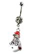 Stainless Steel Christmas Belly Ring with Clear CZ - Snowman - Sold Individually