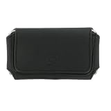 PCMicrostore Apple iPhone Black Leather Texture Horizontal Holster Carrying Case With Belt Loop And Clip