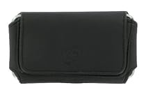 PCMicrostore Apple iPhone Black Leather Texture Horizontal Holster Carrying Case With Belt Loop And Clip