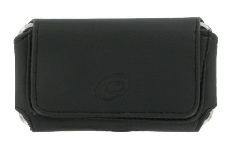 PCMicrostore Apple iPhone Black Leather Texture Horizontal Holster Carrying Case With Belt Loop And Clip