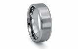  : Tungsten Carbide Ring Flat Center Satin High Polish 8mm