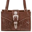American West Lady Ranger Western Brown Tooled Leather Structured Purse